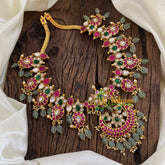 Precious Jadau Kundan Short Neckpiece -Floral-J1277